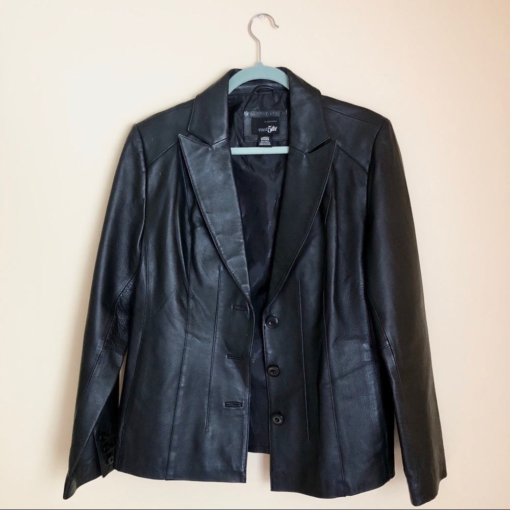 East5th Black Genuine Leather Jacket